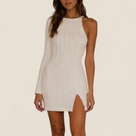 Michael Costello X Revolve Dresses & Skirts - Michael Costello Revolve ivory asymmetrical one shoulder bodycon midi dress XS